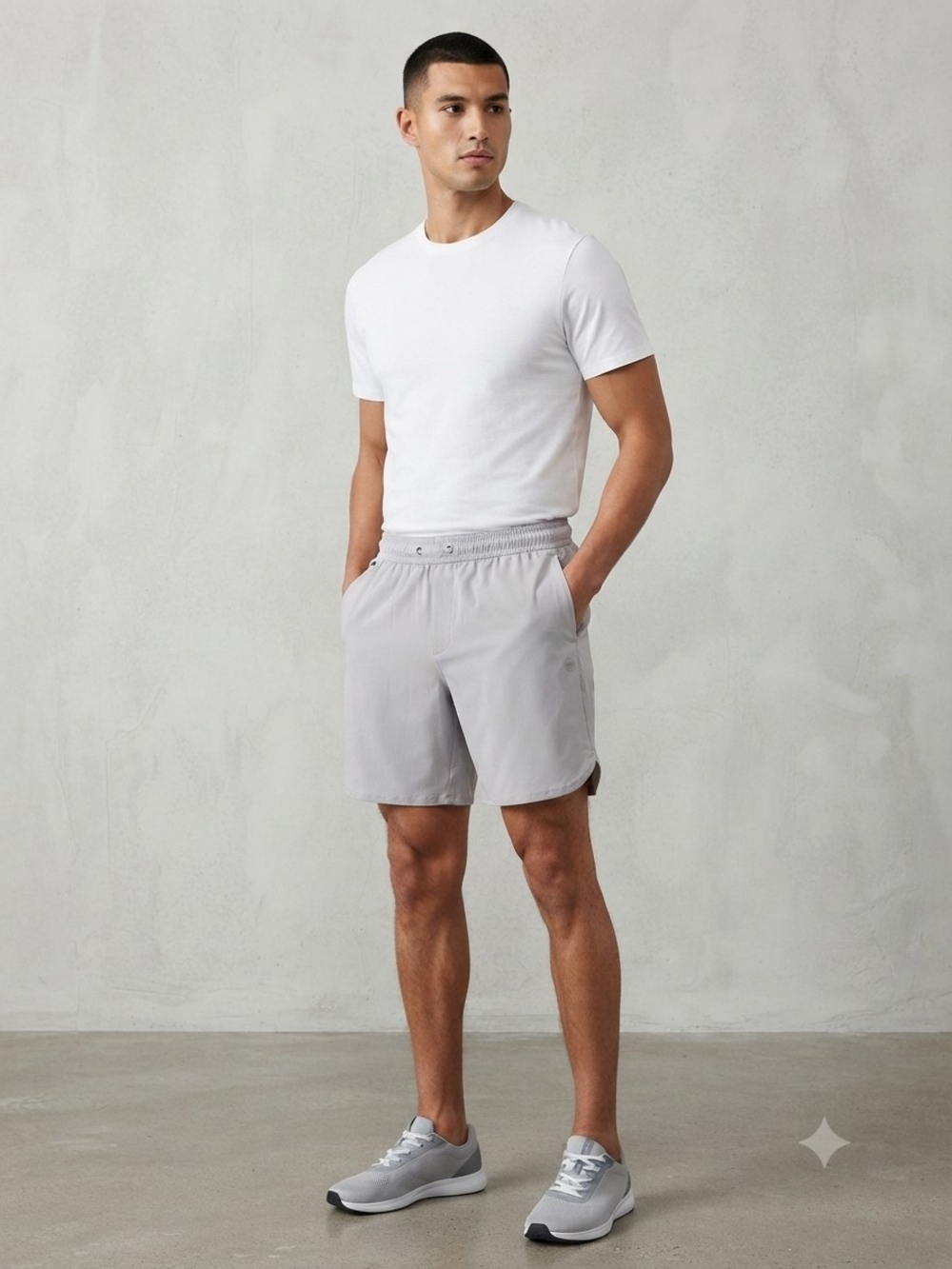 Men's Light Gray Athletic Shorts with Elastic Waist